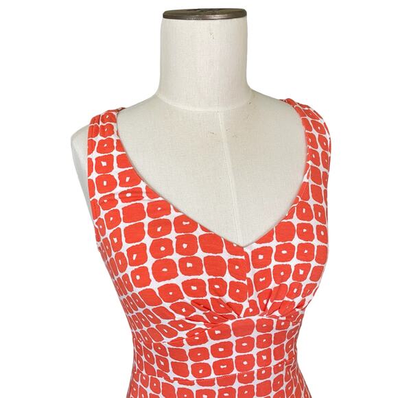 Boden Tank Top Women's US Size 4 Scoop Neck Empire Waist Orange Graphic Print - Picture 2 of 12